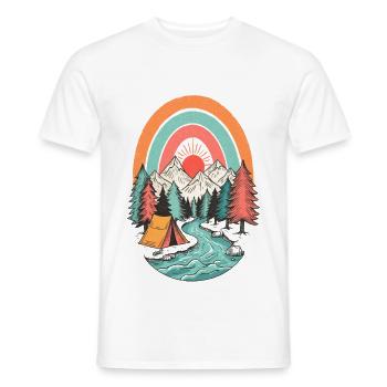 Camping en montagne dans le Sonnenbogen - T-shirt homme - blanc - Devant - AI Model Male 178 dark (178cm)