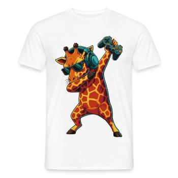 Gamer Giraffe Playing Video Games Art - Men's T-Shirt - white - Front - AI Model Male 178 dark (178cm)