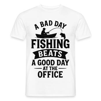 Angler saying: Better on the water than in the office - Men's T-Shirt - white - Front - AI Model Male 178 dark (178cm)
