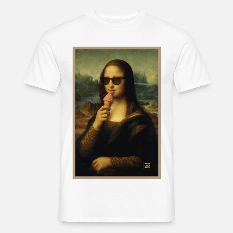 Mona Lisa leckt Eiscreme - Männer T-Shirt - Weiß