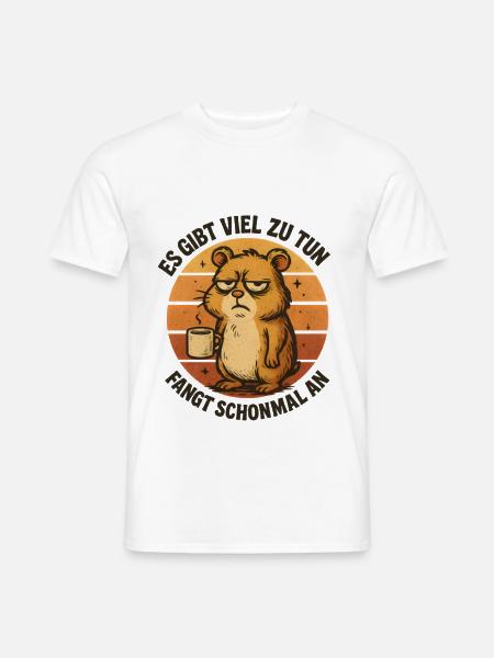 Grimmiger Hamster mit Kaffee - Männer T-Shirt - Weiß