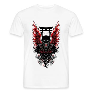 Geflügelter Oni-Dämon – Japanische Torii Rote Flammen – - Männer T-Shirt - Weiß - Vorne - AI Model Male 178 dark (178cm)