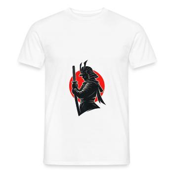 Silhouette de samouraï sous le soleil rouge - T-shirt homme - blanc - Devant - AI Model Male 178 dark (178cm)