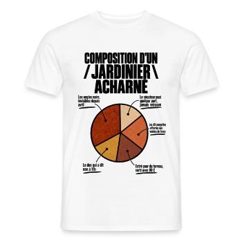 Composition d’un jardinier acharné - humour - T-shirt homme - blanc - Devant - AI Model Male 178 dark (178cm)