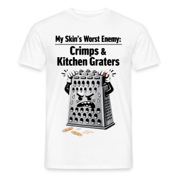 My Skin's Worst Enemy: Crimps & Kitchen Graters - Men's T-Shirt - white - Front - AI Model Male 178 dark (178cm)