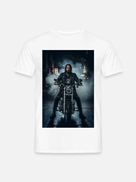 Noir Rider Rainy Night Motorrad - Männer T-Shirt - Weiß