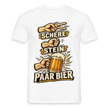 Schere Stein Bier – Spielshirt Party Fest Mallorca - Männer T-Shirt - Weiß - Vorne - AI Model Male 178 dark (178cm)