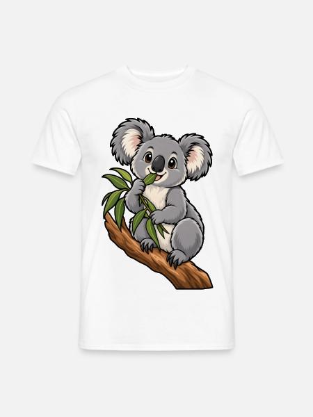 Süßer Koala beim Eukalyptus Essen - Männer T-Shirt - Weiß