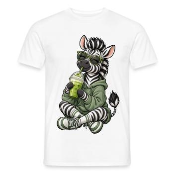 Süßes Zebra mit Matcha Latte - Männer T-Shirt - Weiß - Vorne - AI Model Male 178 dark (178cm)
