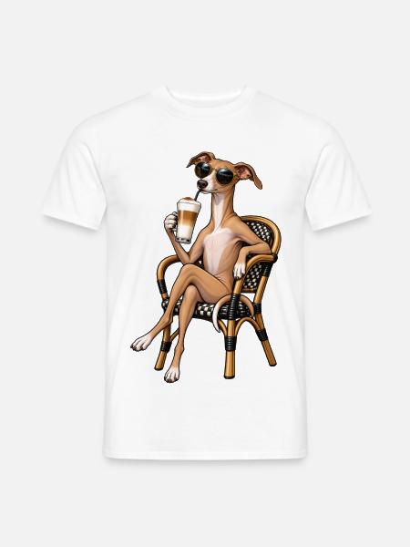 Italienisches Windspiel mit Latte Macchiato - Männer T-Shirt - Weiß