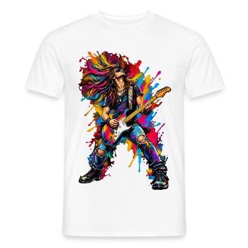Rainbow Splash Rock Gitarre - Männer T-Shirt - Weiß - Vorne - AI Model Male 178 dark (178cm)