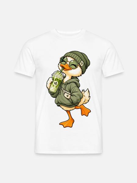 Süße Ente mit Matcha Latte - Männer T-Shirt - Weiß