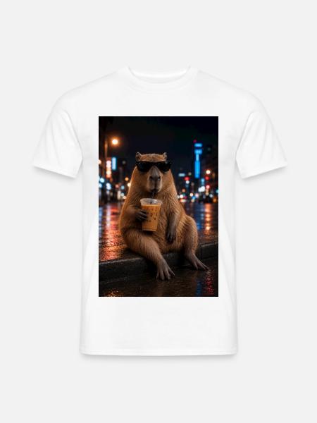 Urban Coffee Capybara - Männer T-Shirt - Weiß
