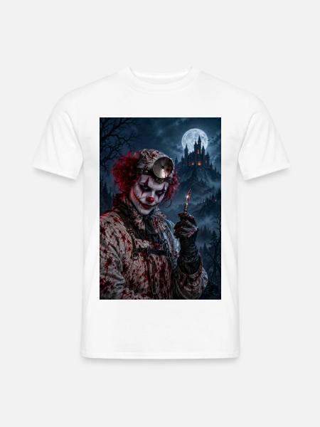 Unheimlicher Clown-Chirurg – Halloween-Horror - Männer T-Shirt - Weiß