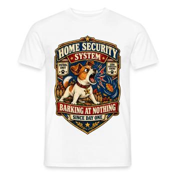 Haussicherheitssystem – Bellt ins Leere - Männer T-Shirt - Weiß - Vorne - AI Model Male 178 dark (178cm)