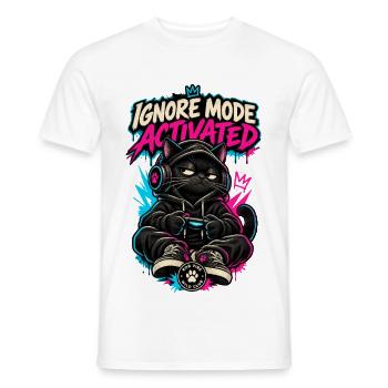 RobVibe Wild Club – Cat Ignore Mode Activated - Männer T-Shirt - Weiß - Vorne - AI Model Male 178 dark (178cm)