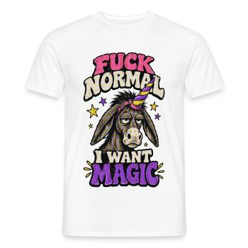 Scheiß auf Normal – ich will Magie - Männer T-Shirt - Weiß - Vorne - AI Model Male 178 dark (178cm)