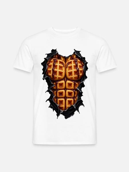 Waffel-Bauchmuskeln – Gourmet-Trompe-l'oeil - Männer T-Shirt - Weiß