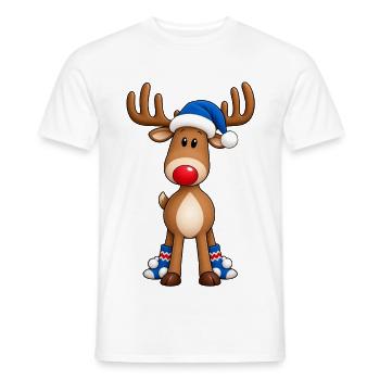 Niedlicher Weihnachtselch – Rentier mit roter Nase - Männer T-Shirt - Weiß - Vorne - AI Model Male 178 dark (178cm)