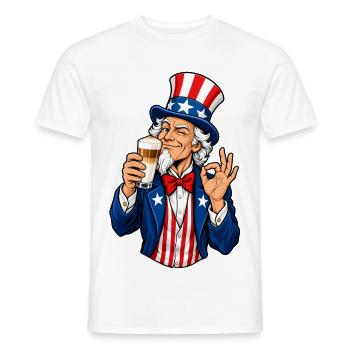 Amerikanischer Patriot mit Latte Macchiato - Männer T-Shirt - Weiß - Vorne - AI Model Male 178 dark (178cm)