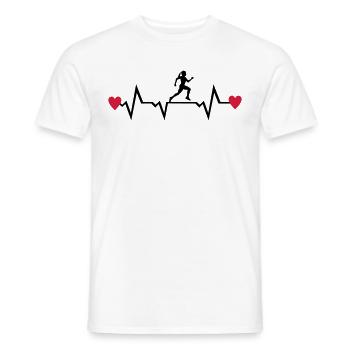 Running Woman & Heartbeat & Hearts - Men's T-Shirt - white - Front - AI Model Male 178 dark (178cm)