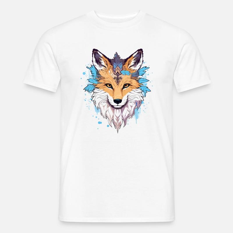 Fuchs mit Federn Boho - Männer T-Shirt - Weiß