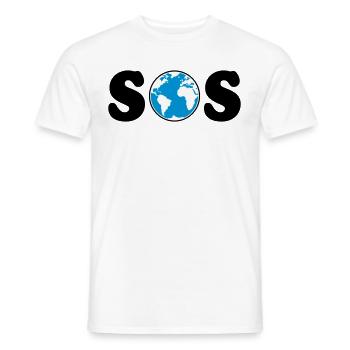 SOS – Earth Day / Climate Change (B / 3C / SVG) - Men's T-Shirt - white - Front - AI Model Male 178 dark (178cm)