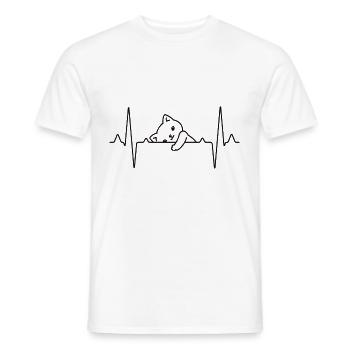 Katze Herzschlag - Männer T-Shirt - Weiß - Vorne - AI Model Male 178 dark (178cm)