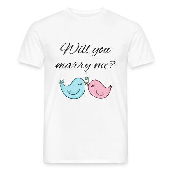 Demande de mariage - T-shirt homme - blanc - Devant - AI Model Male 178 dark (178cm)