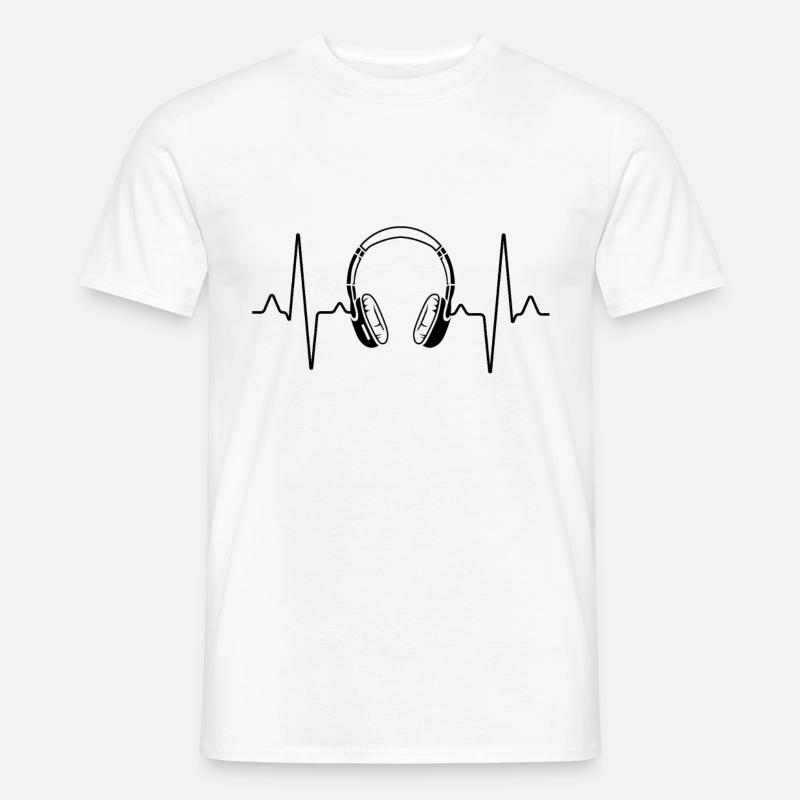 Kopfhörer Herzschlag - Männer T-Shirt - Weiß