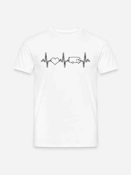 Wohnmobil Campen Herzschlag - Männer T-Shirt - Weiß