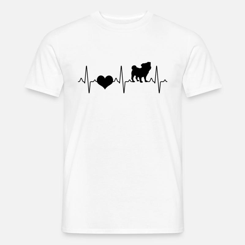 Mops Herzschlag - Männer T-Shirt - Weiß