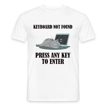 Keyboard not found, press any key to enter - Men's T-Shirt - white - Front - AI Model Male 178 dark (178cm)