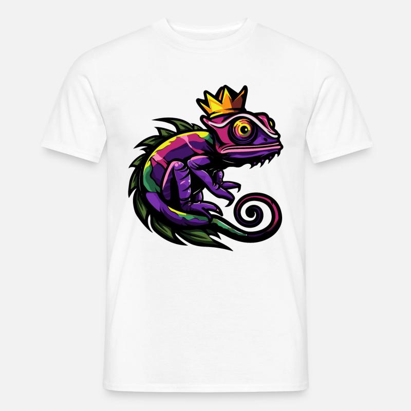 Chameleon Comic Krone - Männer T-Shirt - Weiß
