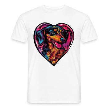 Teckel BlaireauChien Coeur Amour - T-shirt homme - blanc - Devant - AI Model Male 178 dark (178cm)