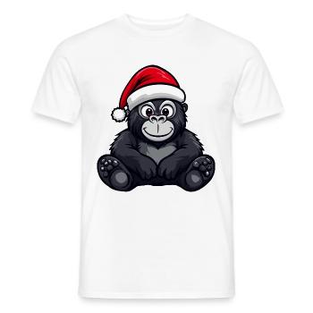 Gorilla Weihnachten Christmas - Men's T-Shirt - white - Front - AI Model Male 178 dark (178cm)