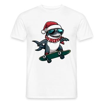 Shark Christmas Funny - Men's T-Shirt - white - Front - AI Model Male 178 dark (178cm)