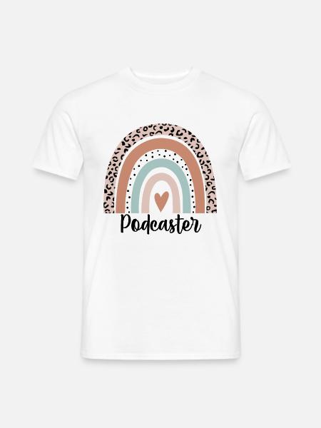 Podcaster Regenbogen Leopard Lustig Podcaster Geschenk - Männer T-Shirt - Weiß