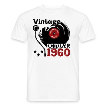 Octobre Né 1960 62ème anniversaire Cadeau - T-shirt homme - blanc - Devant - AI Model Male 178 dark (178cm)