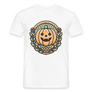 Vintage Halloween citrouille couronne badge - T-shirt homme - blanc - Devant - AI Model Male 178 dark (178cm)