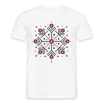 Elegantes rotes Schneeflocken-Abzeichen-Design - Männer T-Shirt - Weiß - Vorne - AI Model Male 178 dark (178cm)