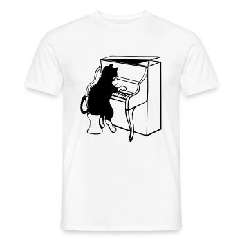 Cat piano music - Men's T-Shirt - white - Front - AI Model Male 178 dark (178cm)