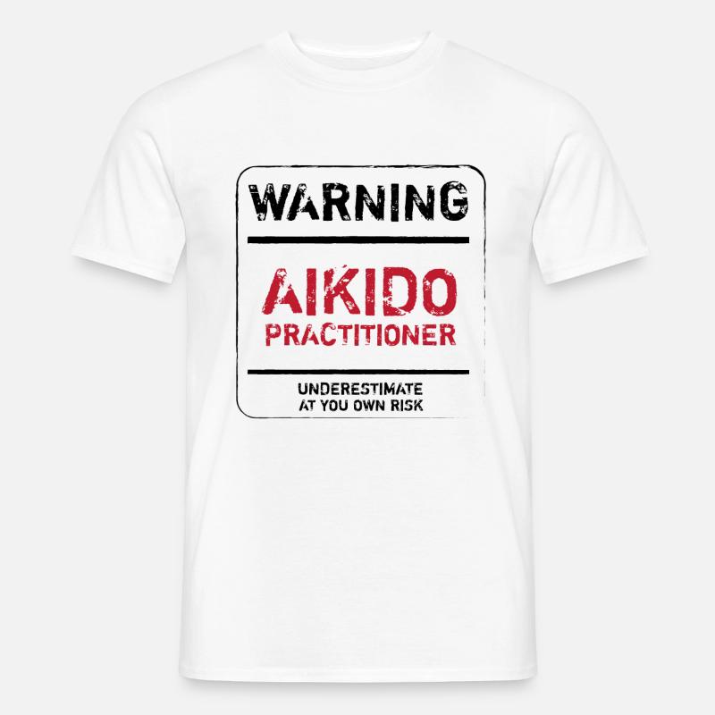 ADVARSEL AIKIDO PRACTITIONER - AIKIDO T-Shirt - Mænd T-shirt - hvid