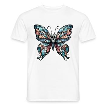 Papillon sombre avec crâne - T-shirt homme - blanc - Devant - AI Model Male 178 dark (178cm)