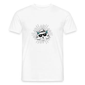 Cool Cat / Coole Katze - Männer T-Shirt - Weiß - Vorne - AI Model Male 178 dark (178cm)