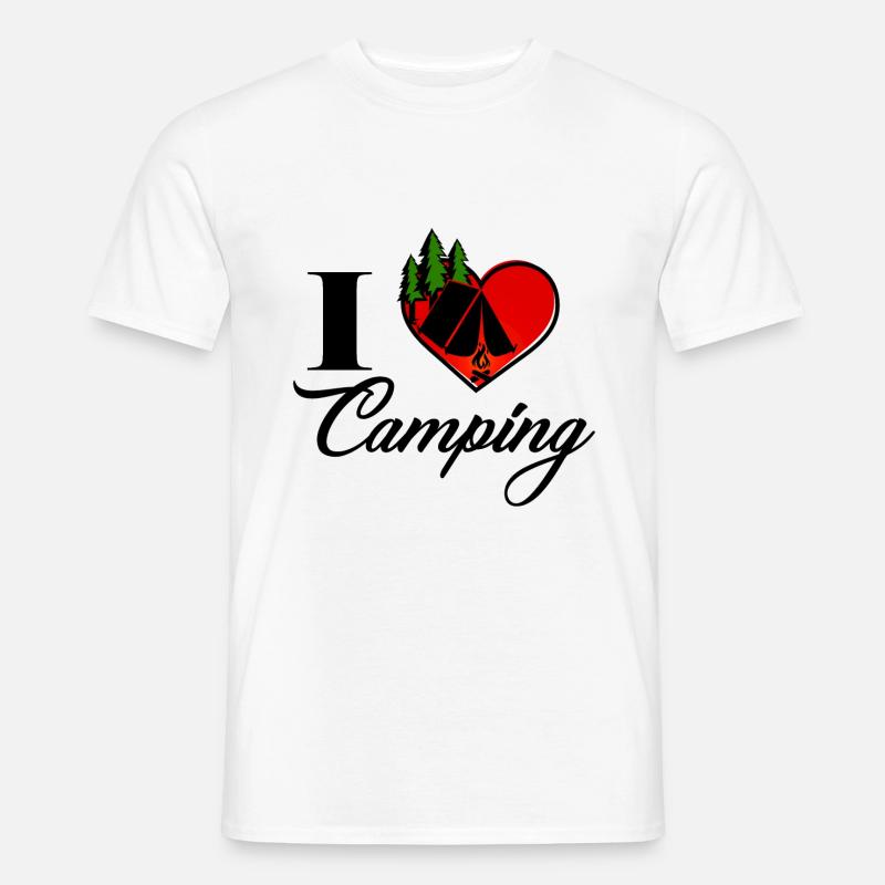 Jeg elsker camping telte campingvogne autocamper - Mænd T-shirt - hvid
