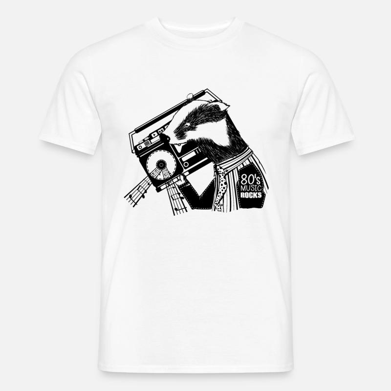 Badger with a boombox - Männer T-Shirt - Weiß