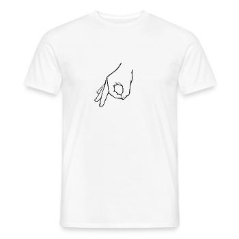 Line art hand sign ok - Men's T-Shirt - white - Front - AI Model Male 178 dark (178cm)