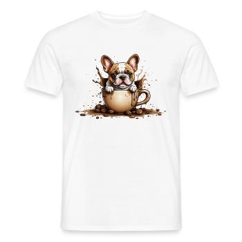 COFFEE FRENCH BULLDOG - Men's T-Shirt - white - Front - AI Model Male 178 dark (178cm)