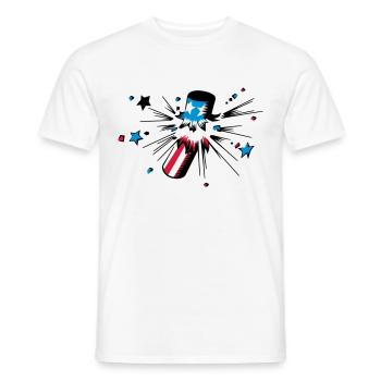 Explosion Pops idée cadeau Fireworks Party - T-shirt homme - blanc - Devant - AI Model Male 178 dark (178cm)